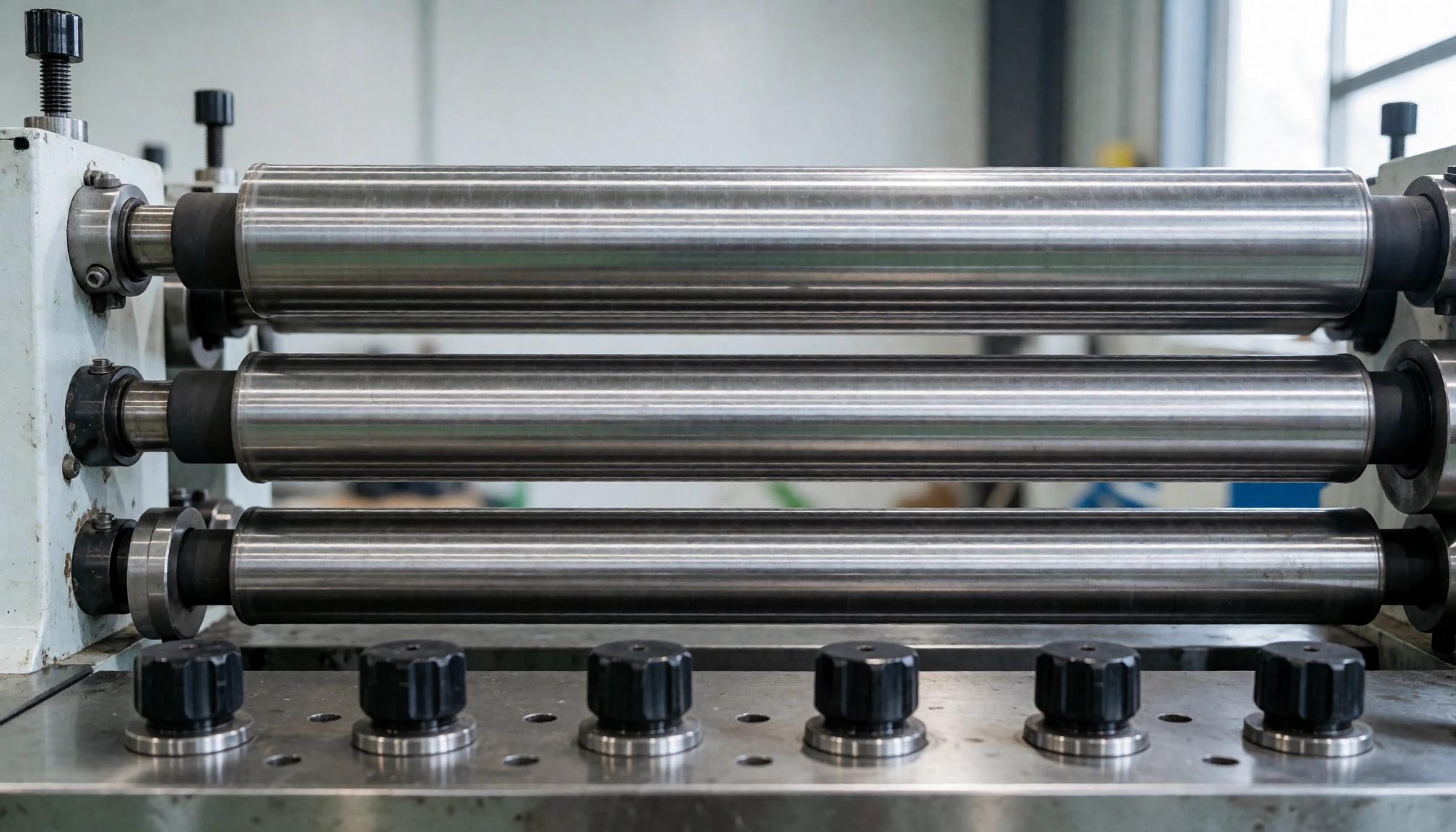 Rouleaux industriels d’un mécanisme de raclage rotatif
